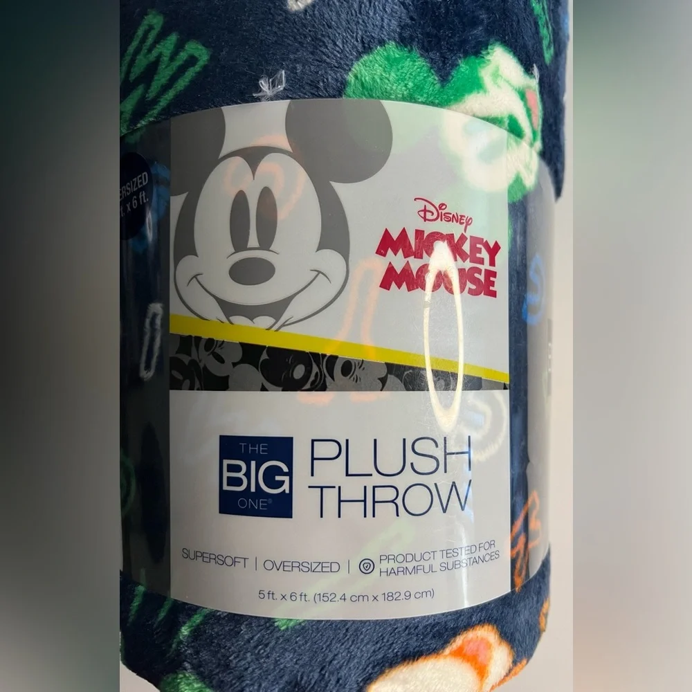 NWT Disney Mickey Mouse Navy Plush Throw